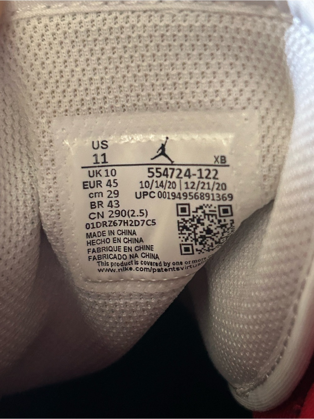Nike Jordan White, Black & Red High-Top Sneakers US 11 - Picture 6 of 7